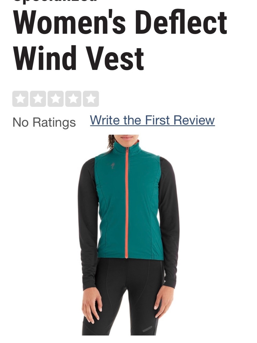 Specialized Women's Deflect Vest in Teal with Coral Zipper S VEUC